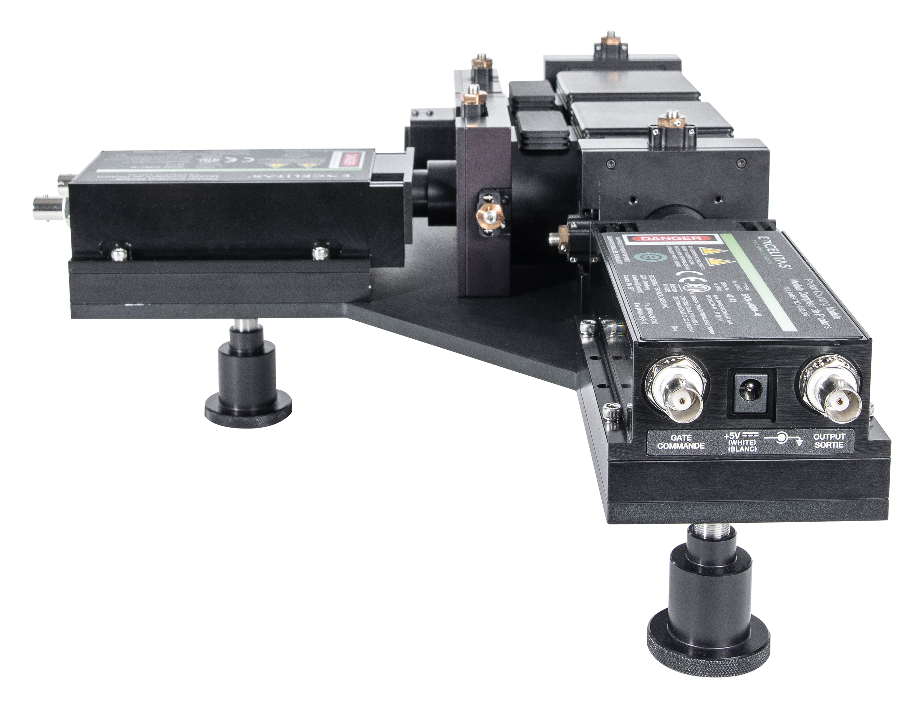 Single Photon Counting Modules on Three-Detector MiniTDU Side View