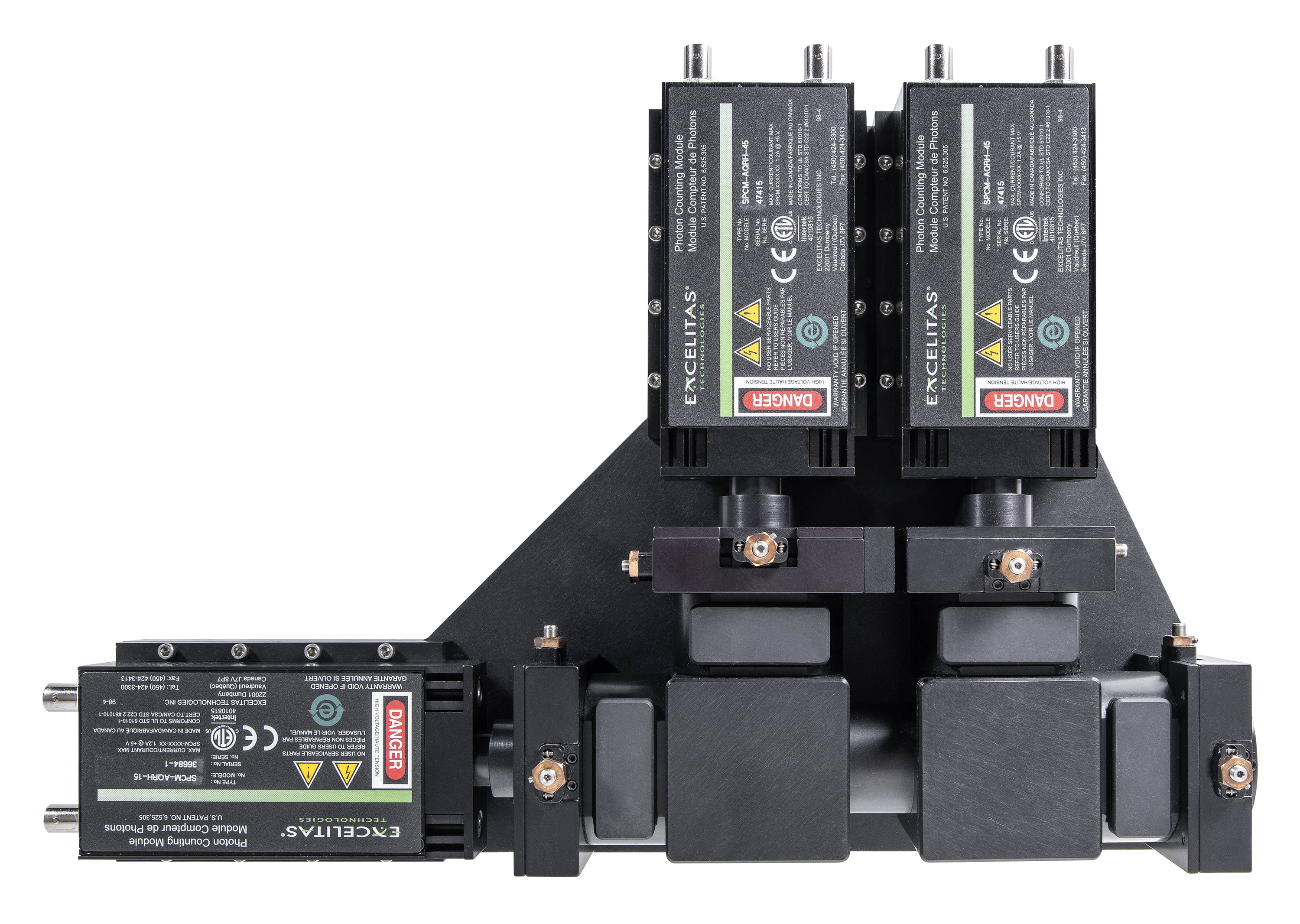 Single Photon Counting Modules on Three-Detector MiniTDU Top View