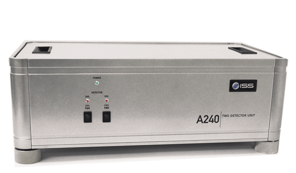 Photo of front view of two channel detectors unit